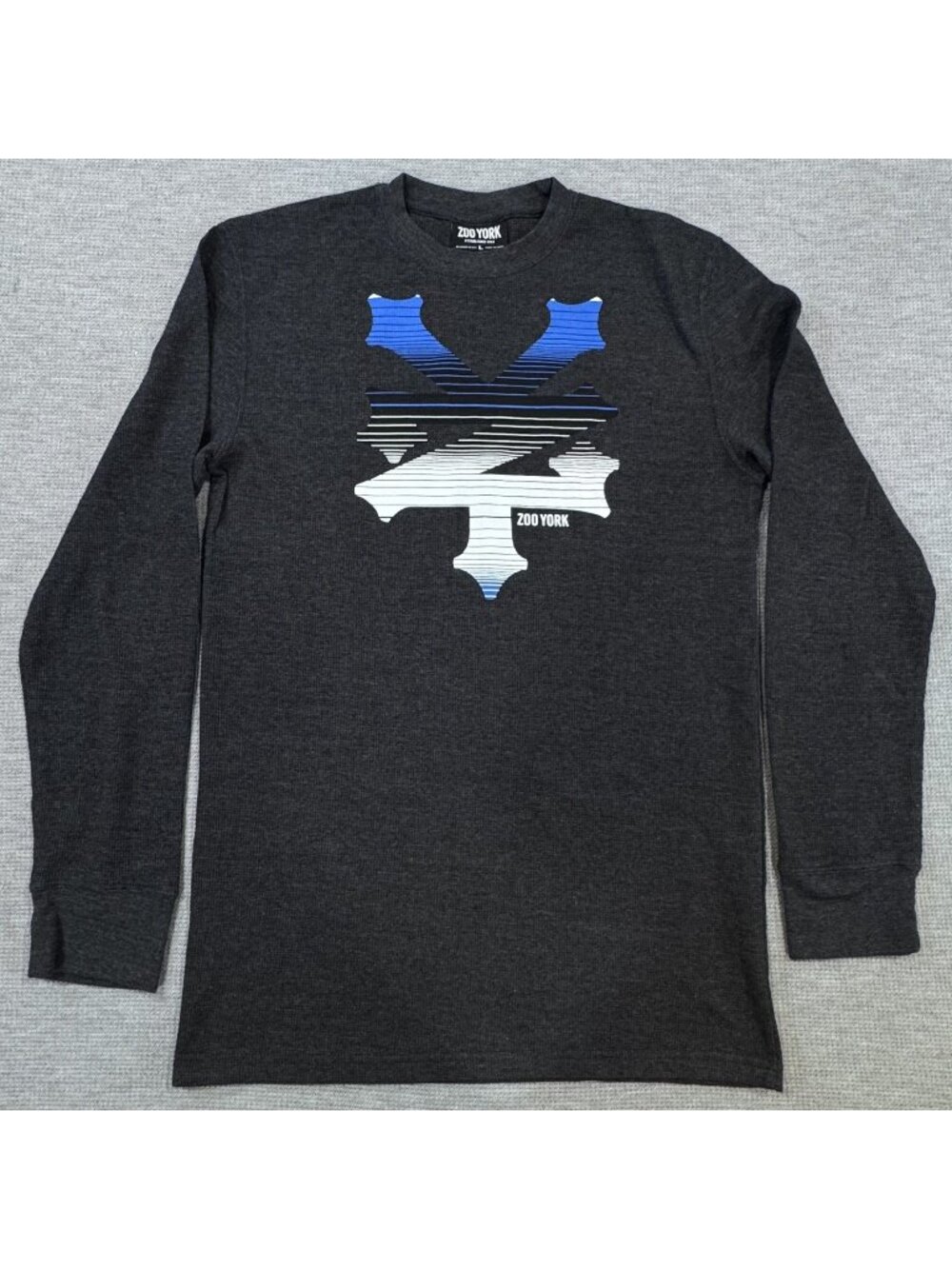 Zoo York Thermal Shirt Mens Size Large Charcoal Gray Long Sleeve Logo Graphic